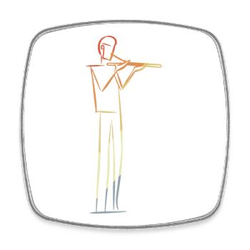 Flûte Joueur Dessin Rétro - Magnet carré - blanc - Devant