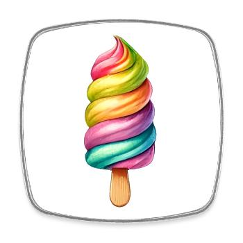 Sweeten your look with this rainbow ice cream motif - Square fridge magnet - white - Front