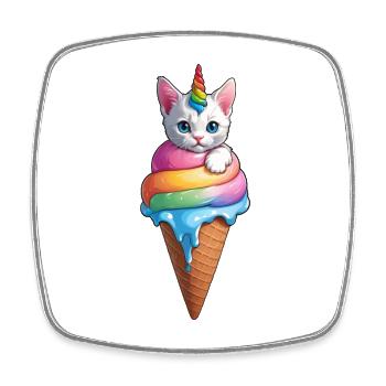 Unicorn Kitten - Viereckiger Kühlschrankmagnet - Weiß - Vorne