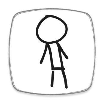 Minimalist stick figure design - Square fridge magnet - white - Front