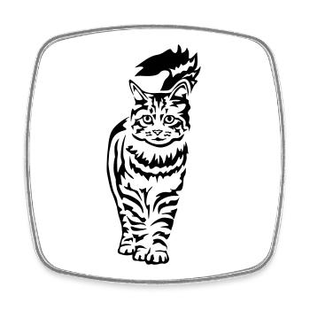 Domestic Cat - Cat - Square fridge magnet - white - Front