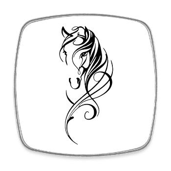 Black Abstract Horse - Square fridge magnet - white - Front