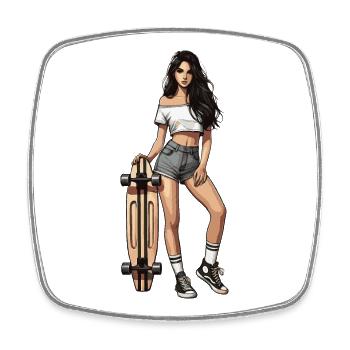 Longboard - Viereckiger Kühlschrankmagnet - Weiß - Vorne