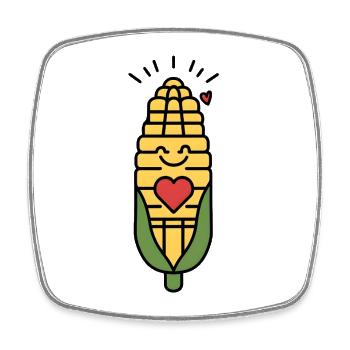 Smiling corn with heart - Square fridge magnet - white - Front