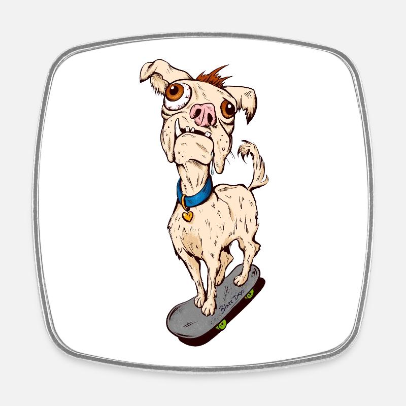 Ugly Skate Dog - Square fridge magnet - white