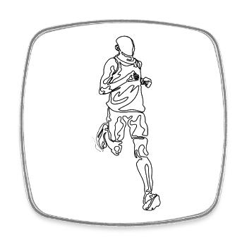 running man single line doodle drawing - Square fridge magnet - white - Front