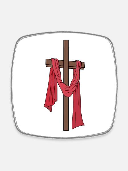 Holy Cross of Jesus Christ with Mantle - Square fridge magnet - white