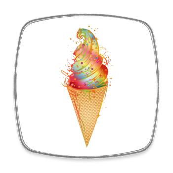 Softeis in Waffel–verspieltes Eis-Motiv für Sommer - Viereckiger Kühlschrankmagnet - Weiß - Vorne