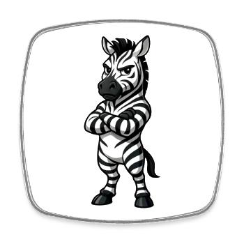 Cool Zebra Confident Cartoon Serene - Square fridge magnet - white - Front
