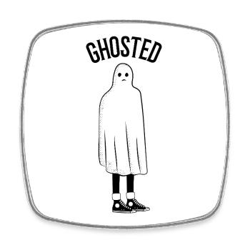 Ghosted Sad Ghost - Square fridge magnet - white - Front