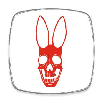Red Rabbit Skull - Square fridge magnet - white - Front