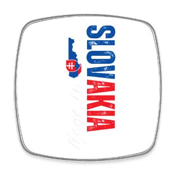 Made in Slovakia, vertical design - Square fridge magnet - white - Front