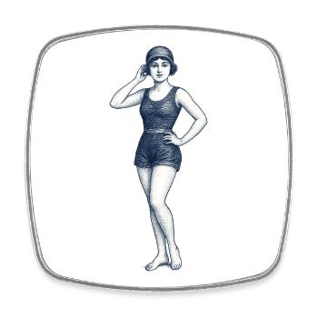 Vintage Retro Illustration of a Confident Girl - Square fridge magnet - white - Front