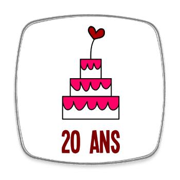 20. 20th ANNIVERSARY. 20 YEARS ANNIVERSARY. 20 YEARS. - Square fridge magnet - white - Front