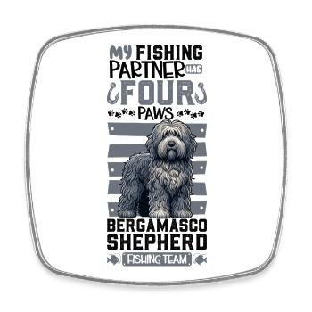 Bergamo Shepherd Dog Fishing - Square fridge magnet - white - Front