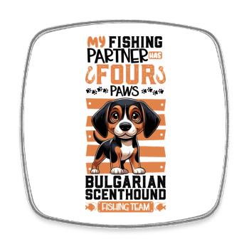 Chien de pêche et chien courant bulgare - Magnet carré - blanc - Devant
