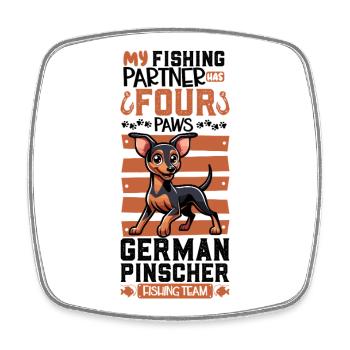 Fishing and German Pinscher - Square fridge magnet - white - Front