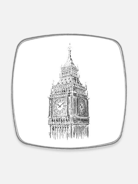 Big Ben - Square fridge magnet - white