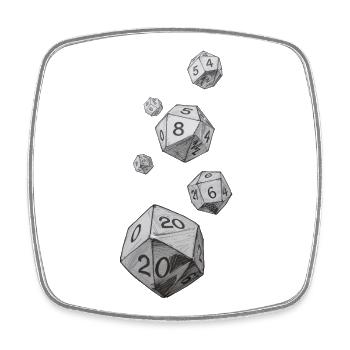 Black and White Role-Playing Dice – Falling Dice - Square fridge magnet - white - Front