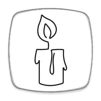 Croquis de bougie allumée – motif élégant - Magnet carré - blanc - Devant