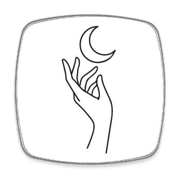 Hand with Moon Sketch – Mystical Motif - Square fridge magnet - white - Front