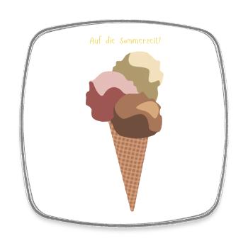 Auf die Sommerzeit Eiswaffel - Viereckiger Kühlschrankmagnet - Weiß - Vorne