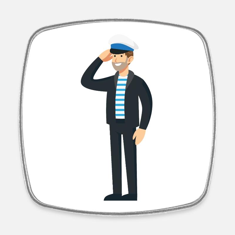 Nautic Design Maritime Rayé Saluant le Capitaine - Magnet carré - blanc