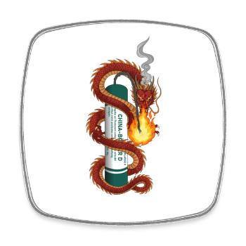 Pyro Drache - Viereckiger Kühlschrankmagnet - Weiß - Vorne