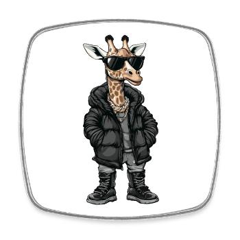 Girafe Hiver Frais - Magnet carré - blanc - Devant