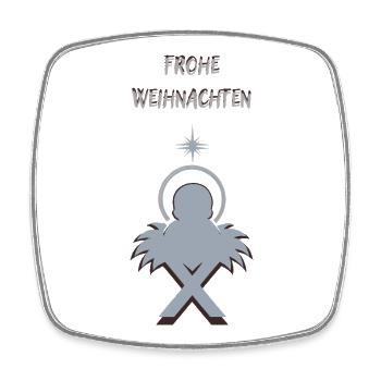 Jesus in der Krippe Frohe Weihnachten Text - Viereckiger Kühlschrankmagnet - Weiß - Vorne