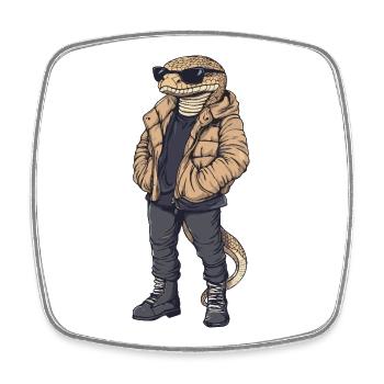 Snake Cobra Cool Winter - Square fridge magnet - white - Front