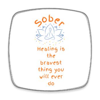 Brave Sobriety Healing Lotus - Square fridge magnet - white - Front