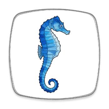 Blue Polygon Seahorse - Square fridge magnet - white - Front