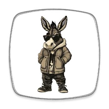 Donkey Cool Winter - Square fridge magnet - white - Front