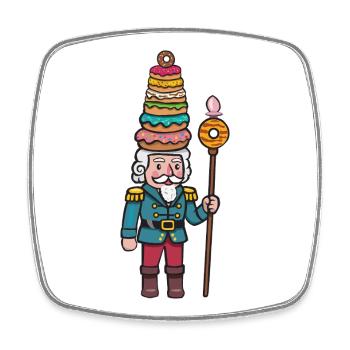 Donut-Cracker Nussknacker - Viereckiger Kühlschrankmagnet - Weiß - Vorne