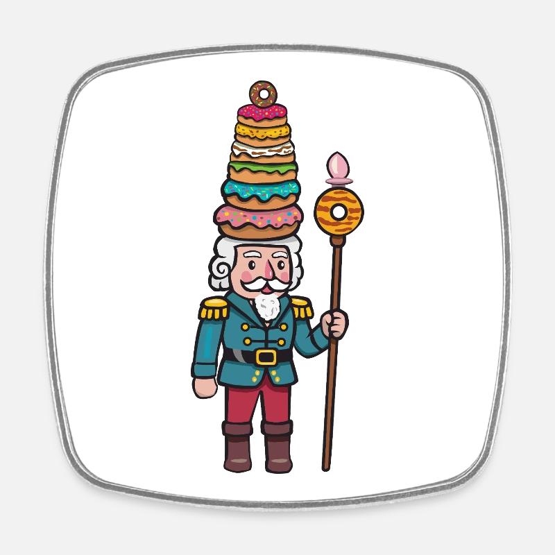 Donut-Cracker Nussknacker - Viereckiger Kühlschrankmagnet - Weiß
