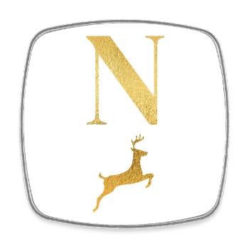 Letter n Golden Deer - Gift Idea - Square fridge magnet - white - Front