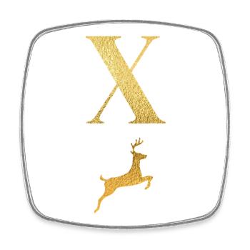 Letter x Golden Deer - Gift Idea - Square fridge magnet - white - Front