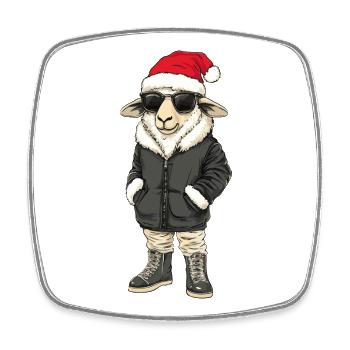 Moutons Noël Hiver - Magnet carré - blanc - Devant