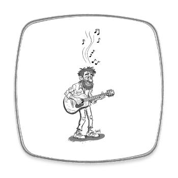 Scruffy_Guitarist - Viereckiger Kühlschrankmagnet - Weiß - Vorne