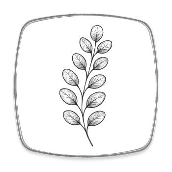 Graphitischer Blattzweig – Monochrom - Viereckiger Kühlschrankmagnet - Weiß - Vorne