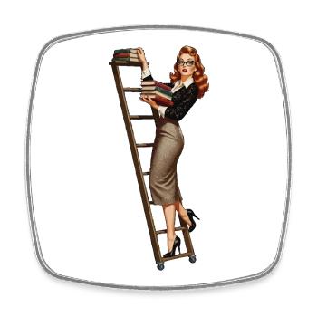 Librarian pinup - Square fridge magnet - white - Front