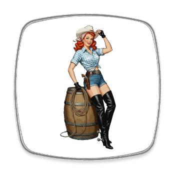 Pinup-Cowboy-Retro-Look - Viereckiger Kühlschrankmagnet - Weiß - Vorne
