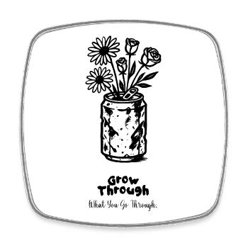 Grow Through What You Go Through - Square fridge magnet - white - Front