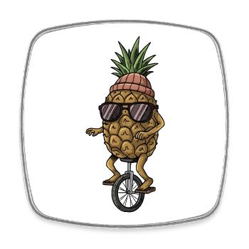 Cool Pineapple Rides Monocycle Vibes - Magnet carré - blanc - Devant
