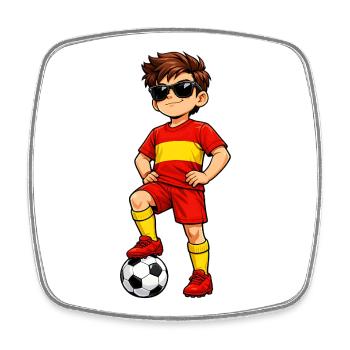 Soccer Boy Spain Fan Spanish Flag - Square fridge magnet - white - Front