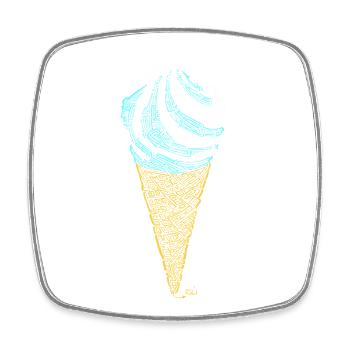 Glace Italienne labyrinthique (contours) - Square fridge magnet - white - Front