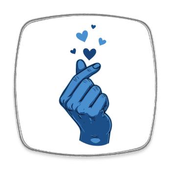 Kpop Musique coréenne Blue Finger Heart Love - Magnet carré - blanc - Devant