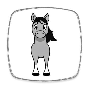 Grauer Pony mit schwarzer Mähne - Viereckiger Kühlschrankmagnet - Weiß - Vorne
