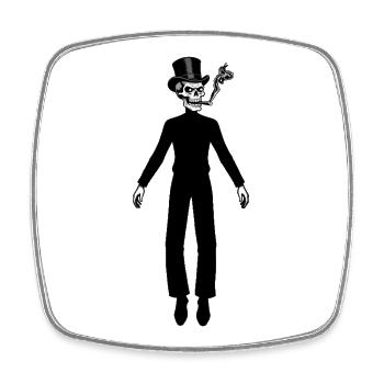 RICH SKULL #2 - black & white - Magnet carré - blanc - Devant